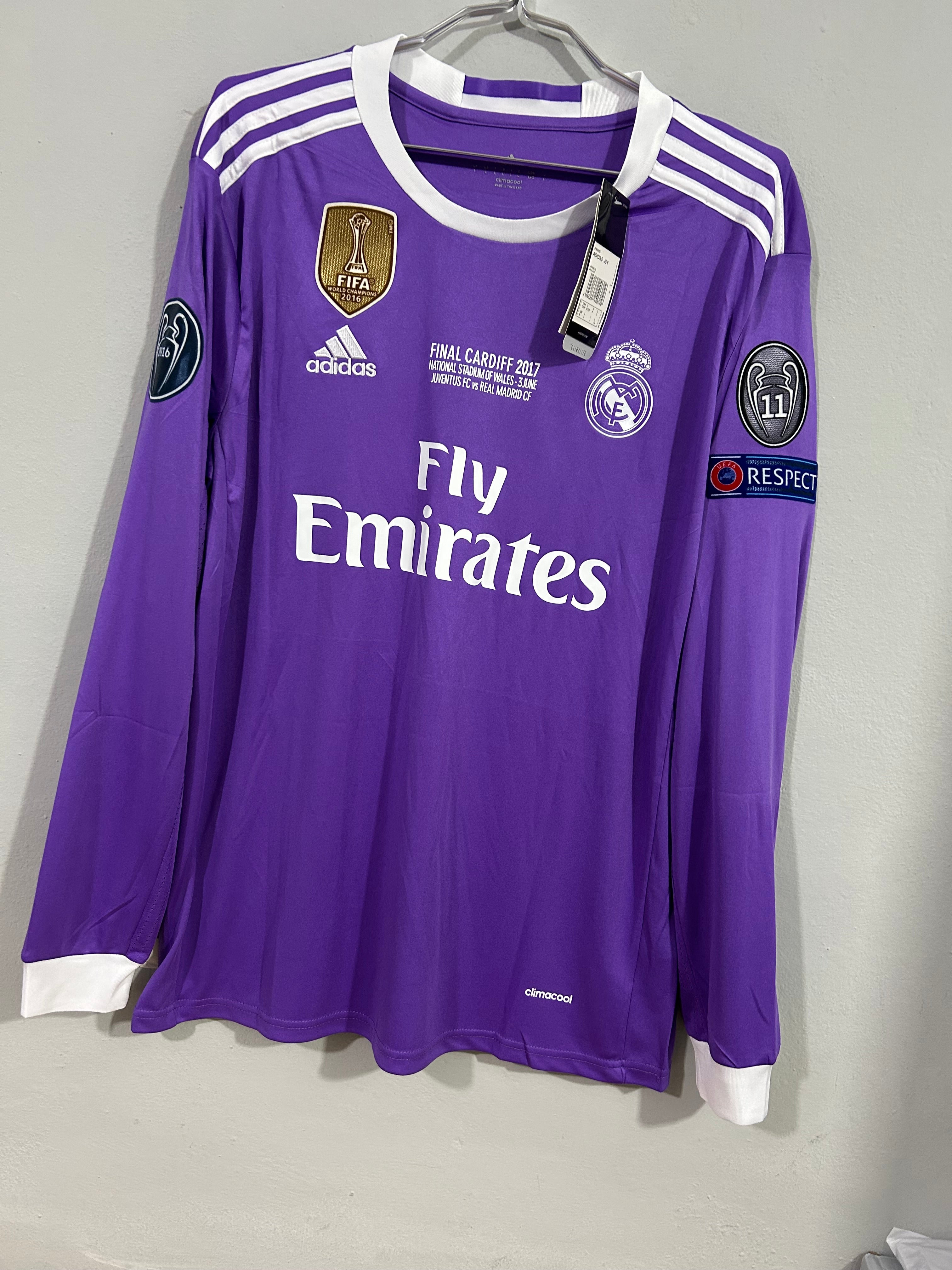 CAMISETA DEL REAL MADRID 2016/2017 SEGUNDA EQUIPACION EDICION FINAL DE CHAMPIONS LEAGUE CARDIFF 2017 MANGA LARGA