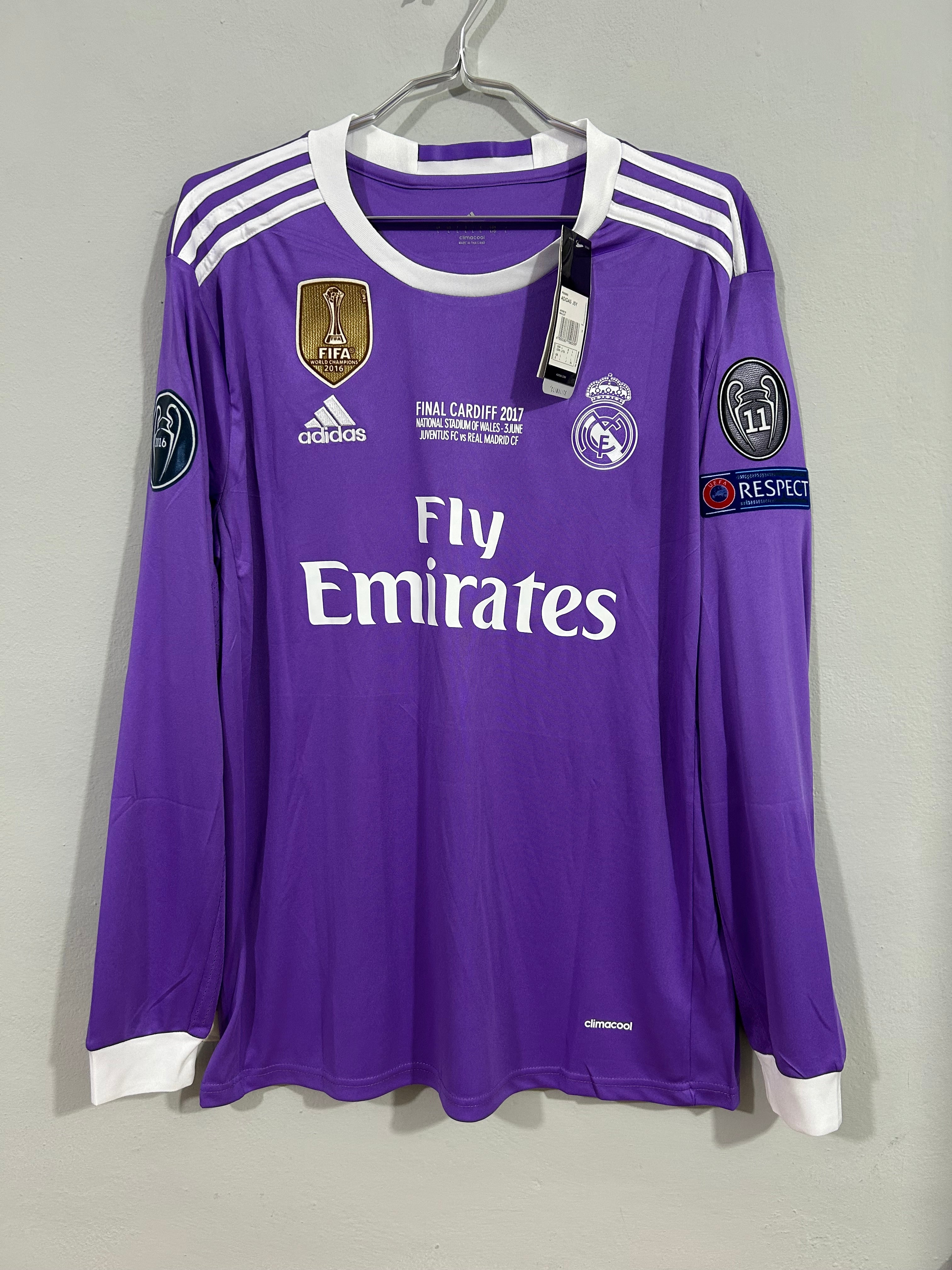 CAMISETA DEL REAL MADRID 2016/2017 SEGUNDA EQUIPACION EDICION FINAL DE CHAMPIONS LEAGUE CARDIFF 2017 MANGA LARGA