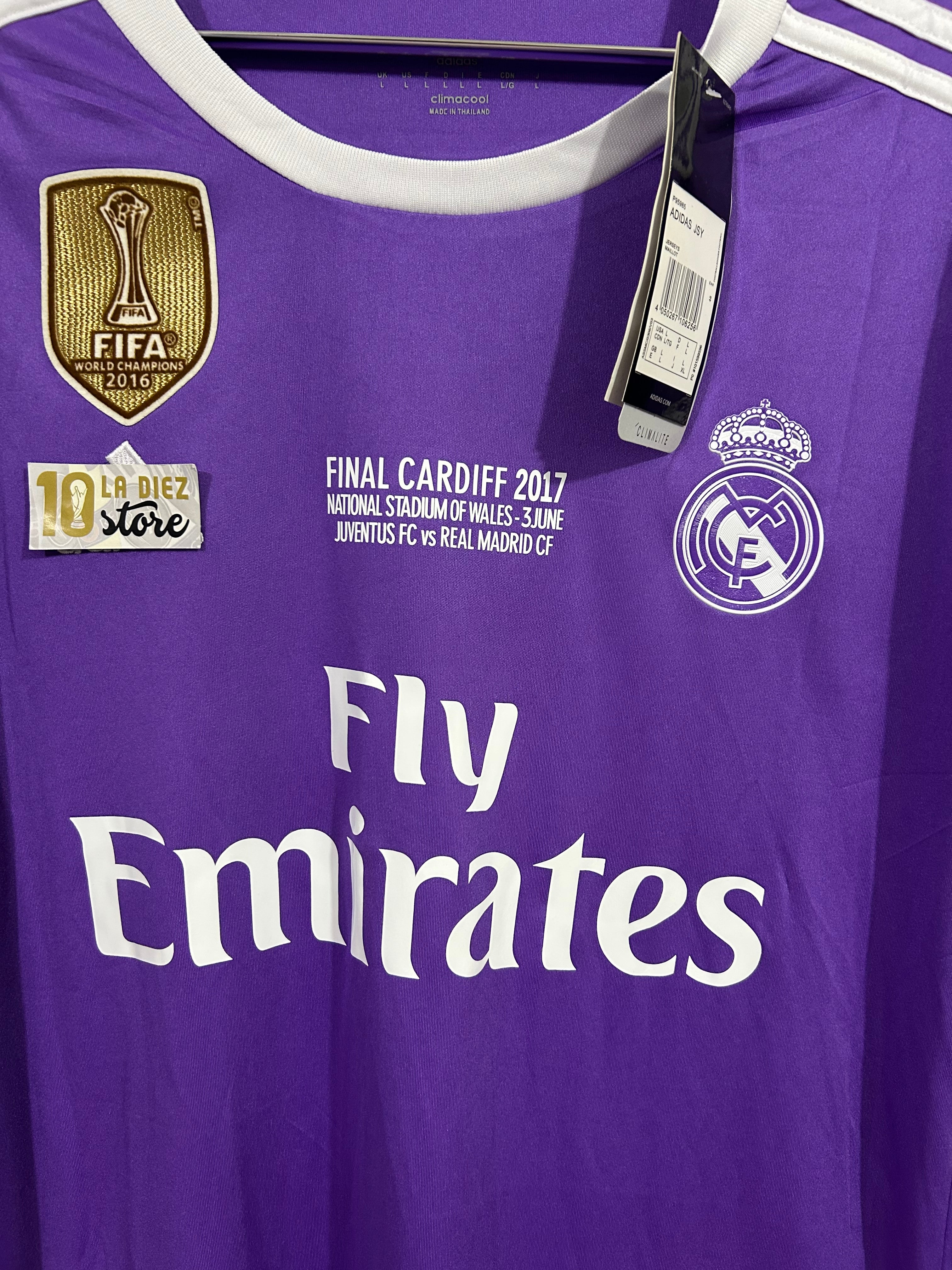 CAMISETA DEL REAL MADRID 2016/2017 SEGUNDA EQUIPACION EDICION FINAL DE CHAMPIONS LEAGUE CARDIFF 2017 MANGA LARGA