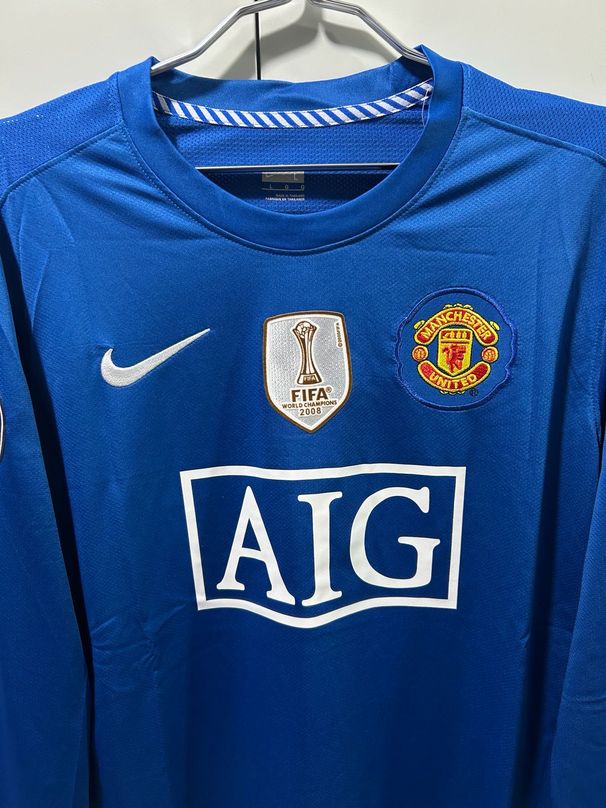 CAMISETA DEL MANCHESTER UNITED 2008 AWAY AZUL MANGA LARGA