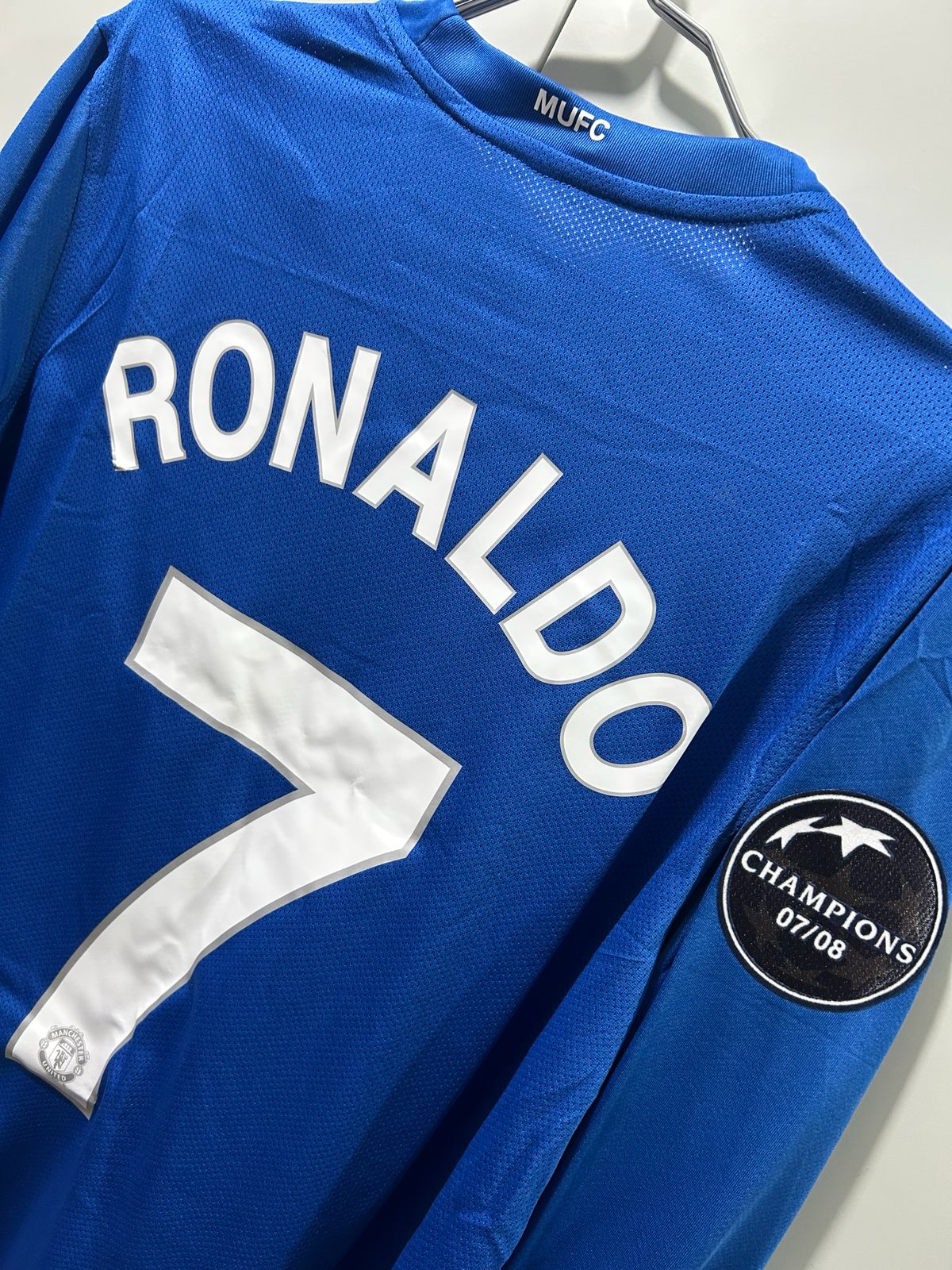 CAMISETA DEL MANCHESTER UNITED 2008 AWAY AZUL MANGA LARGA